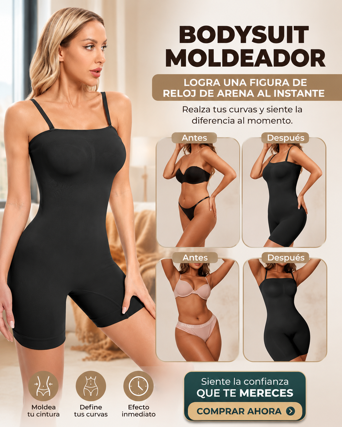 Faja Moldeadora Efecto cintura reloj de arena.