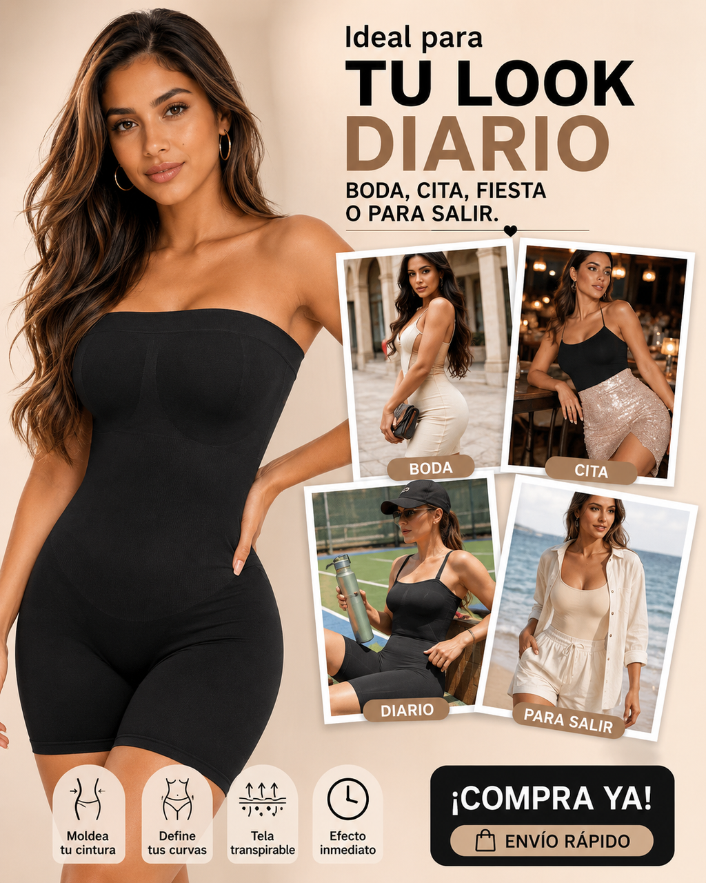 Faja Moldeadora Efecto cintura reloj de arena.