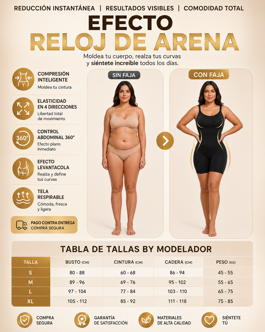 Faja Moldeadora Efecto cintura reloj de arena.